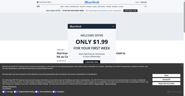 Security scan screenshot of https://www.miamiherald.com/news/weather/hurricane/article312336160.html