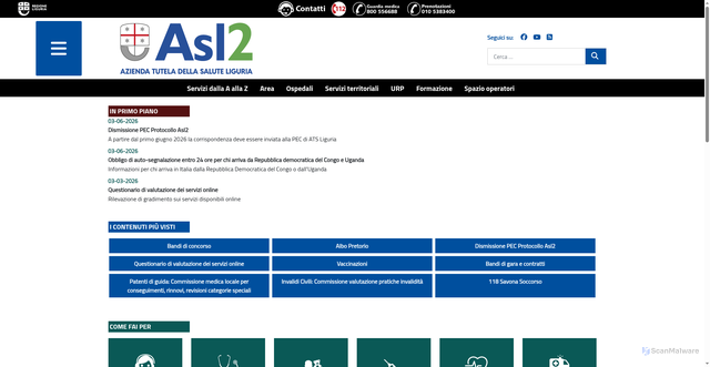Security scan screenshot of https://www.asl2.liguria.it
