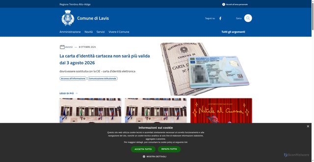 Security scan screenshot of https://www.comune.lavis.tn.it/it