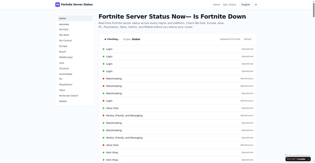 Security scan screenshot of https://fortnite-status-hub.lovable.app/