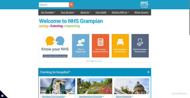 Security scan screenshot of https://www.nhsgrampian.org/