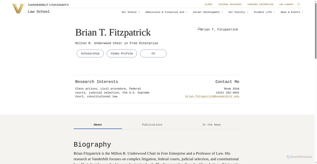 Security scan screenshot of https://law.vanderbilt.edu/bio/brian-fitzpatrick/