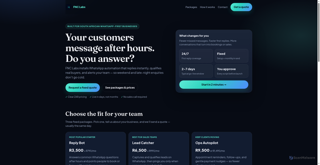 Security scan screenshot of http://fnclabs-landing.pages.dev/