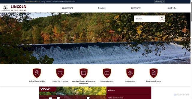 Security scan screenshot of https://www.lincolnri.gov/