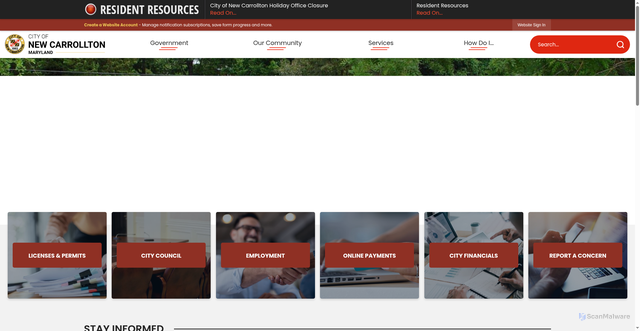 Security scan screenshot of https://newcarrolltonmd.gov/