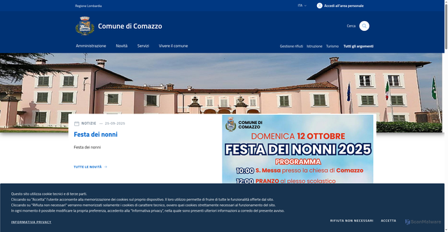 Security scan screenshot of https://www.comune.comazzo.lo.it/