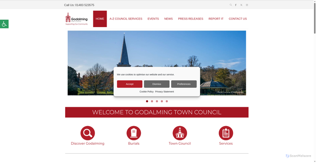 Security scan screenshot of https://godalming-tc.gov.uk/
