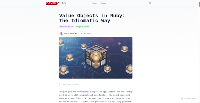 Security scan screenshot of https://develclan.pages.dev/value-objects-ruby-idiomatic-way/