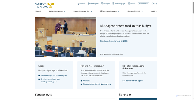 Security scan screenshot of https://www.riksdagen.se