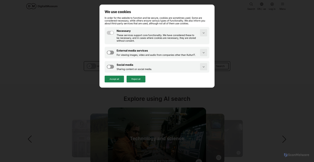 Security scan screenshot of https://digitaltmuseum.se
