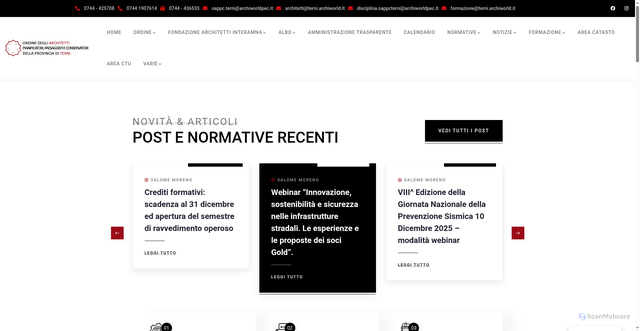 Security scan screenshot of https://ordinearchitettiterni.it/