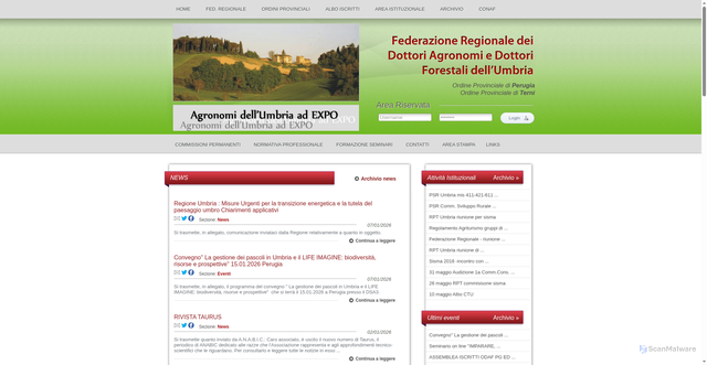 Security scan screenshot of https://www.agronomiforestaliumbria.it/ita/home/