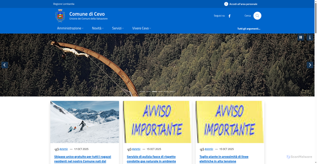 Security scan screenshot of https://www.comune.cevo.bs.it/