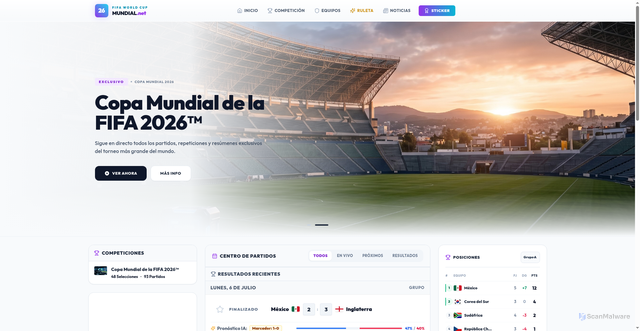 Security scan screenshot of https://www.mundialfutbol.net/