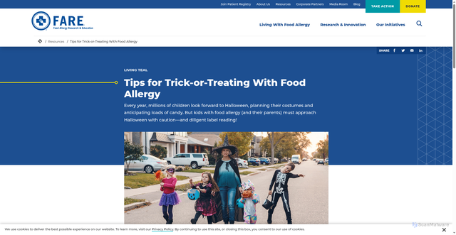 Security scan screenshot of https://www.foodallergy.org/resources/tips-trick-or-treating-food-allergy
