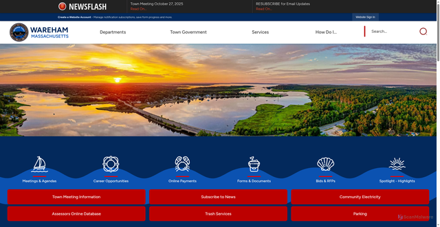 Security scan screenshot of https://wareham.gov/