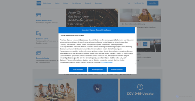 Security scan screenshot of https://www.americanexpress.com/