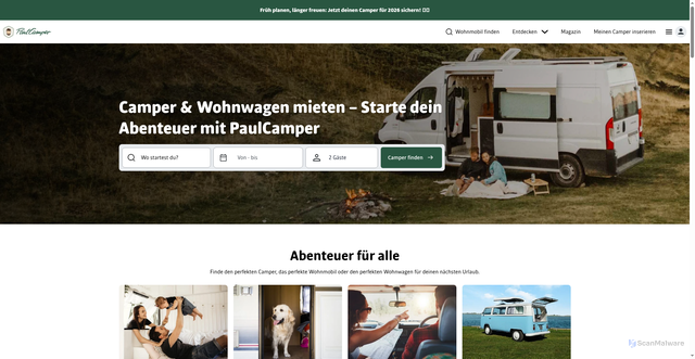 Security scan screenshot of https://paulcamper.de