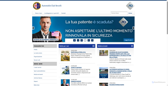 Security scan screenshot of http://www.vercelli.aci.it/
