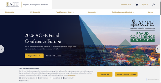 Security scan screenshot of https://acfe.com
