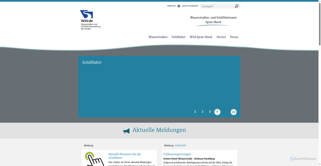 Security scan screenshot of https://www.wsa-spree-havel.wsv.de/Webs/WSA/Spree-Havel/DE/Startseite/startseite_node.html