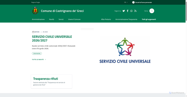 Security scan screenshot of https://www.comune.castrignanodeigreci.le.it