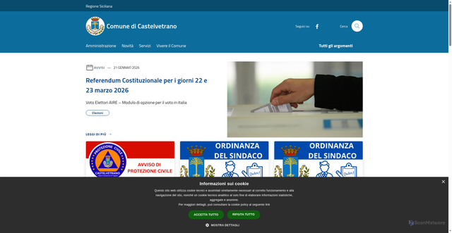 Security scan screenshot of https://www.comune.castelvetrano.tp.it/it