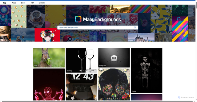Security scan screenshot of https://manybackgrounds.com