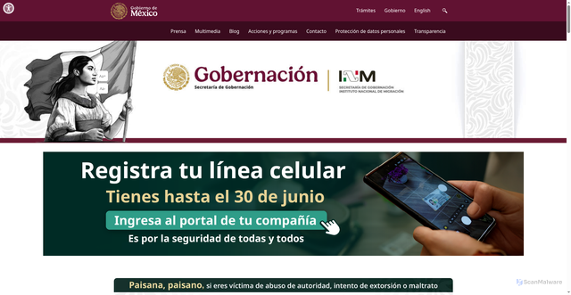 Security scan screenshot of https://www.gob.mx/inm