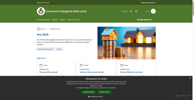 Security scan screenshot of https://www.comune.castagnoledellelanze.at.it