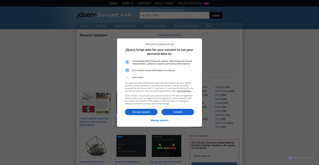 Security scan screenshot of https://jqueryscript.net