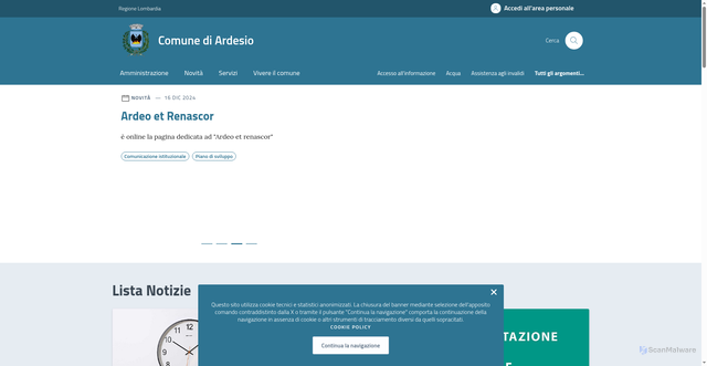 Security scan screenshot of https://www.comune.ardesio.bg.it/