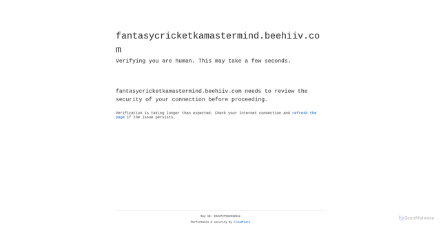 Security scan screenshot of https://fantasycricketkamastermind.beehiiv.com/p/pak-vs-sa-dream11-prediction-today-match-fantasy-tips-playing-xi-pitch-report-12-oct-2025-test-lahor