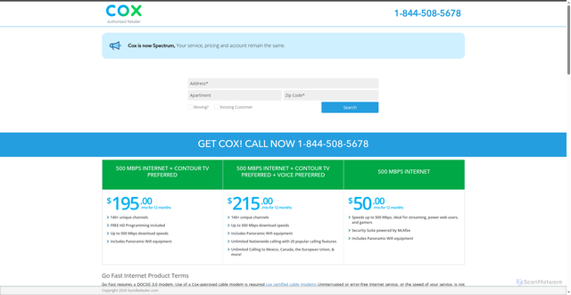 Security scan screenshot of https://cox.bundledealer.com/
