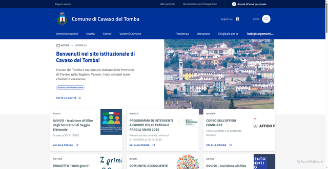 Security scan screenshot of https://www.comune.cavaso.tv.it/