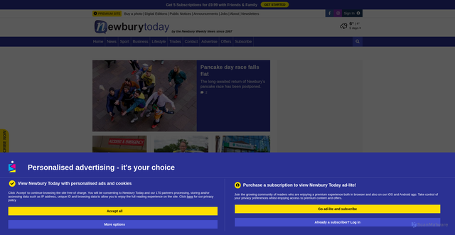Security scan screenshot of https://www.newburytoday.co.uk