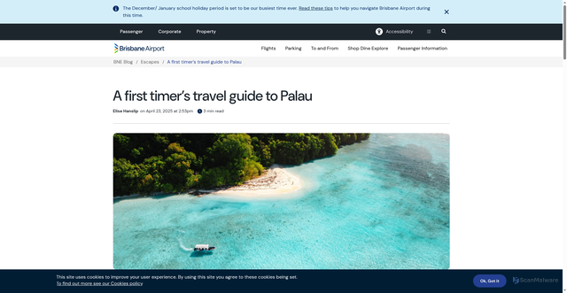 Security scan screenshot of https://www.bne.com.au/blog/escapes/first-timers-travel-guide-to-palau