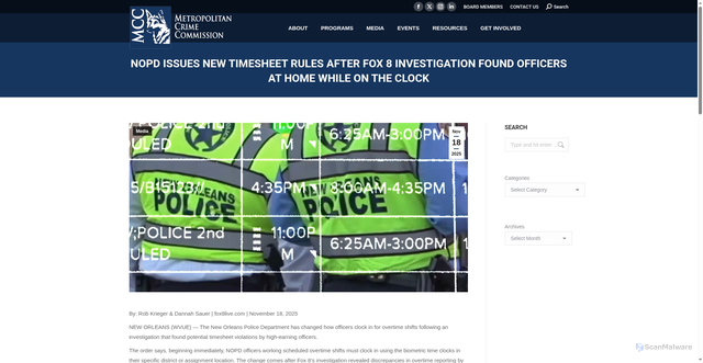 Security scan screenshot of https://metrocrime.org/nopd-issues-new-timesheet-rules-after-fox-8-investigation-found-officers-at-home-while-on-the-clock/