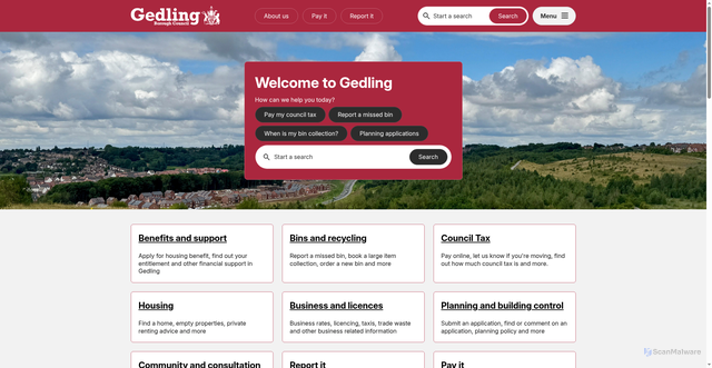 Security scan screenshot of https://www.gedling.gov.uk/