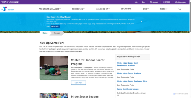 Security scan screenshot of http://www.ymcalincoln.org/programs/soccer