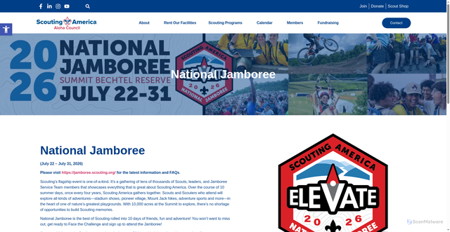 Security scan screenshot of https://www.scoutinghawaii.org/camps/national-jamboree/