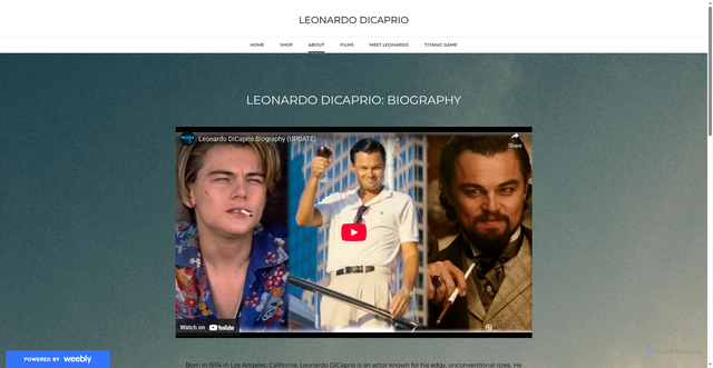 Security scan screenshot of https://leonardodicaprioo.weebly.com/about.html