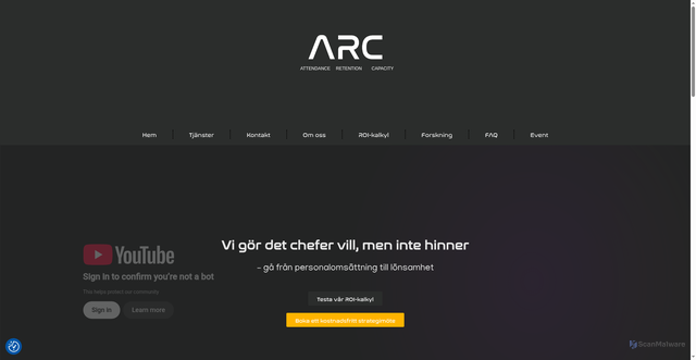 Security scan screenshot of https://goarc.se