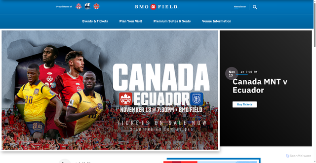 Security scan screenshot of https://www.bmofield.com/