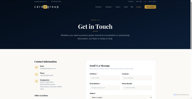 Security scan screenshot of https://cardzgroup-test3.pages.dev/contact/