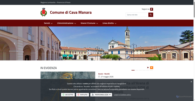Security scan screenshot of https://www.comune.cavamanara.pv.it