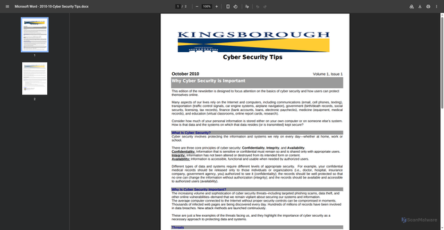 Security scan screenshot of https://www.kbcc.cuny.edu/its/data_computer_security/documents/cyber_security_tips.pdf