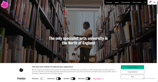 Security scan screenshot of https://www.leeds-art.ac.uk/