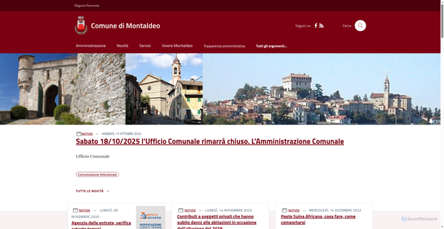 Security scan screenshot of https://www.comune.montaldeo.al.it/
