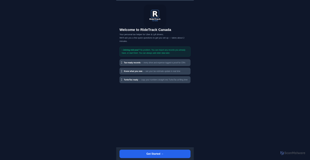 Security scan screenshot of http://ridetrack-canada.pages.dev/